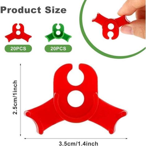 Lot de 40 pinces de support pour plantes à faible charge - 90° - Pour plier les troncs des plantes et changer la direction de la croissance (rouge + vert) (1/4)