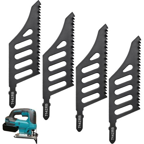 4 Lames de scie sauteuse T-Schaft, Acier carbone, 111,5x32x1,1 mm, Pour bois et panneaux (1/5)