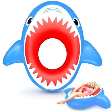Bouées gonflables pour piscine, jouets gonflables d'été pour la plage, matelas flottant en forme de requin, souple et résistant. (1/5)