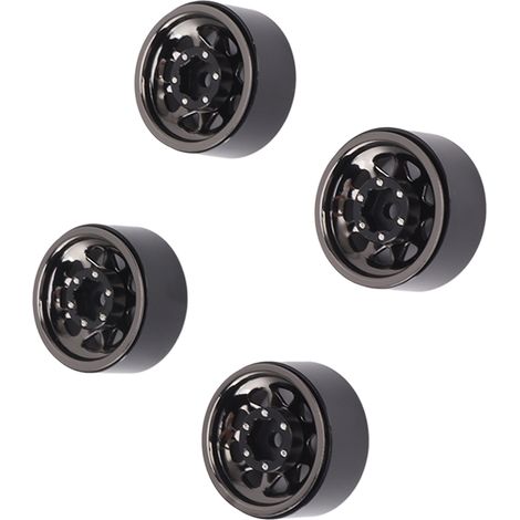 Lot de 4 jantes Beadlock à gorge profonde de 2,5 cm (1 pouce) universelles pour carrosserie de quad/voiture RC Traxxas, avec visseuse noire. (1/5)