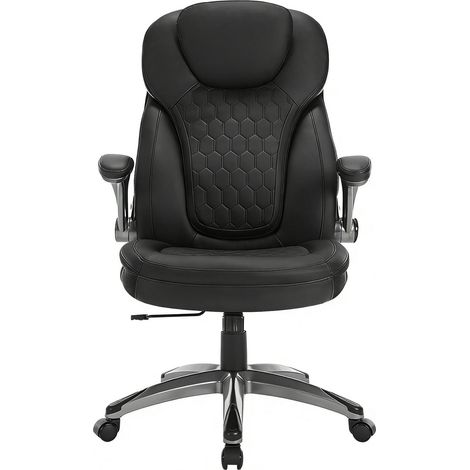 CHICFURN Silla de oficina ergonómica de PU negro 67,5 x 110,5-120 x 73 cm, respaldo alto regulable (1/5)