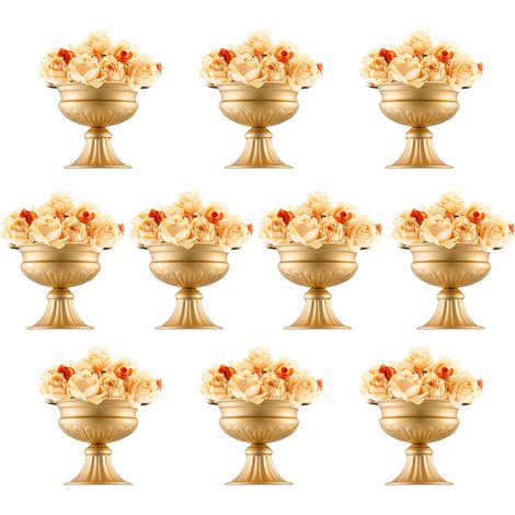 VEVOR Vase de mariage, lot de 10, supports de fleurs de mariage de 16 cm de haut, vase or en metal pour centre de table pour tables, diner de mariage, ceremonie, anniversaire, evenement, decoration (1/5)