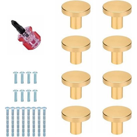 8 boutons de porte ronds en laiton brossé, faciles à manipuler (1/5)