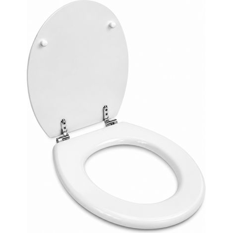 Sedile Copriwater Universale Per Bagno Wc MDF Bianco Con Cerniere Acciaio 52972