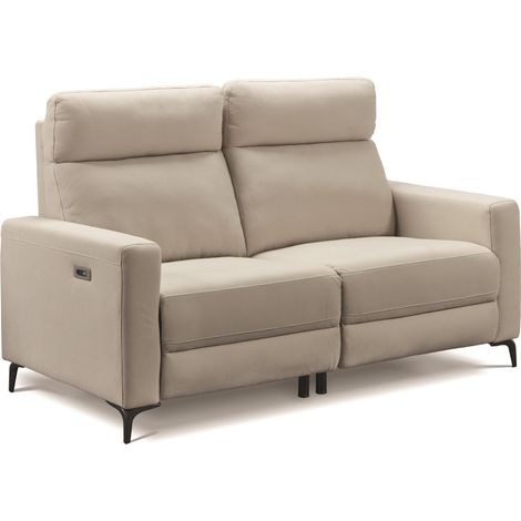 Ensemble canapé de 3 places, 2 relax électriques + canapé de 2 places fixes en tissu New Nobuck couleur Beige (1/5)