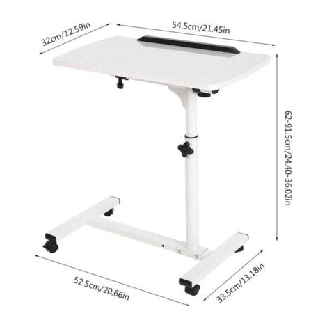 Table d'ordinateur portable à roulettes pour lit - Table à roulettes réglable en hauteur et en inclinaison, petite table, table à double usage pour travailler et se reposer. (1/3)