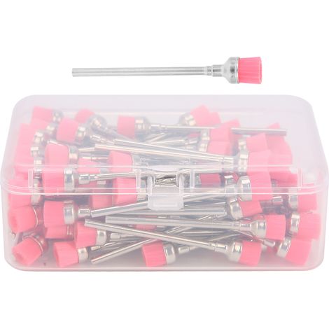 100pcs Brosse de Nettoyage pour Embouts de Fraise à Ongles, Brosse Anti-Poussière, Outil de Manucure, Rose (1/5)