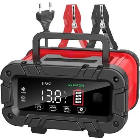 20A Chargeur de Batterie Voiture 12V/24V Auto Intelligent avec Écran LCD pour Voiture Moto Camion, LiFePO4, AGM, Gel, Wet (1/5)