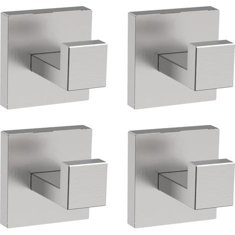Ensemble de 4 crochets porte-serviettes de salle de bain, finition nickel brossé, crochets muraux robustes, crochets avec couvercle en acier inoxydable, crochets pour serviettes, crochets pour peignoi (1/5)