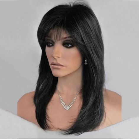 Couleur naturelle - 18 pouces - perruque synthétique longue et lisse pour femmes, perruque ondulée naturelle