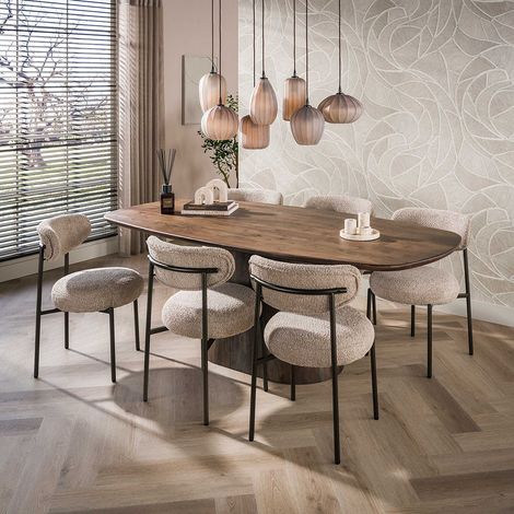 Table de salle à manger ovale 180 cm en acacia massif Sandie (1/5)