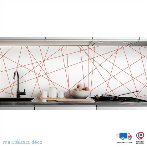 Crédence : Diagonales - Couleur Rouge saumon - Alu composite - 120 - 60 (1/3)