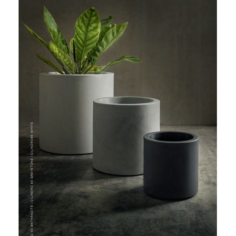 Vaso Cilindro Fenice in resina da 60cm Elbi vari colori - Colore: Bianco