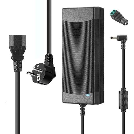Adaptateur d'alimentation 12V 10A, AC100-240V vers DC 120W Transformateur D'alimentation, Alimentation transformateur de tension 5.5 mm x 2.5/2.1 pour Bandes LED,Caméras (1/5)