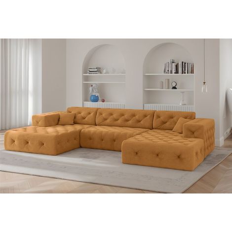 Wohnlandschaft Sofa U-Form CHANTAL in Stoff Moly Orange (1/5)