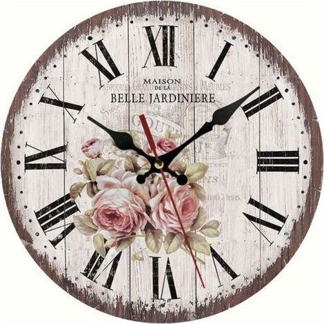 Horloge murale numérique silencieuse à chiffres romains pour murs 12 pouces, horloge à quartz silencieuse sans tic-tac à piles ronde facile à lire pour la maison/le bureau/la salle de classe/l' (1/5)