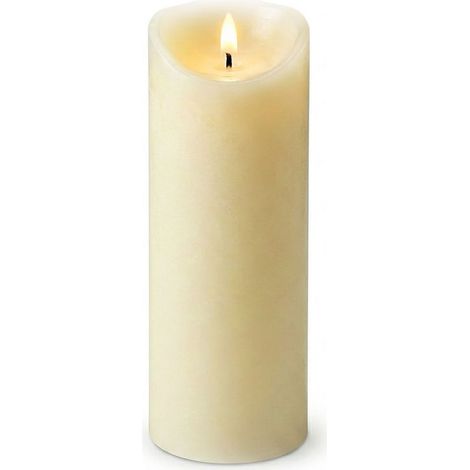 Bougie LED XXL, 30 x 10 cm, flamme vacillante, vraie cire, sans flamme, champagne (1/5)