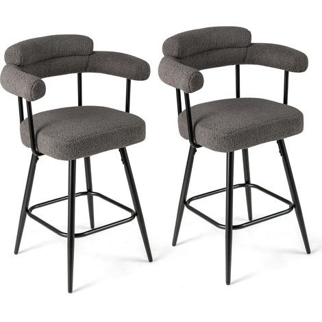 Set di 2 sgabelli da bar girevoli 63 x 54 x 100 cm comfort superiore design moderno ergonomico in velluto teddy grigio 200012546