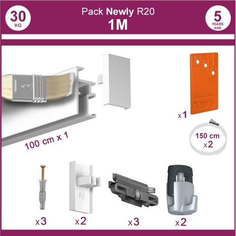 1 mètre Blanc mat : Pack complet cimaise Newly R20 (1/5)