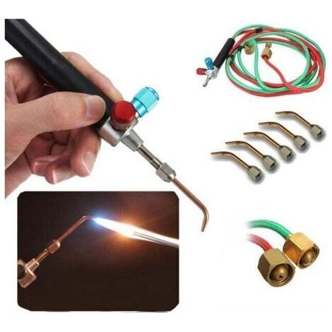 Micro micro gaz petite torche torche torche bouteille d'oxygène, torche avec 5 embouts pour tuyaux - bijoux commercial acétylène (1/4)