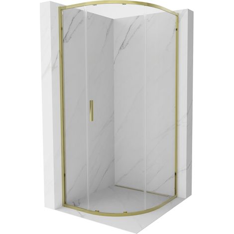 Mexen Exo cabine de douche demi-circulaire coulissante 70 x 70 cm, transparent, or - 8131-070-070-50-00 (1/5)
