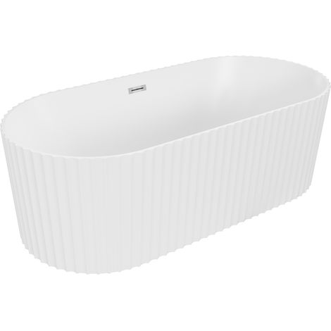 Mexen Paola freistehende geriffelte Wanne 170 x 80 cm, weiß matt, Überlauf chrom - 52721708001-01 (1/3)