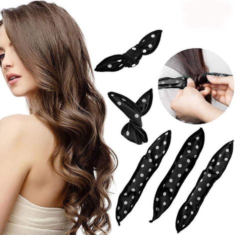 paquet De 20 Fers Friser Noirs Ponge Magique Flexible Nuit Sommeil Fers Friser Sans Chaleur Bricolage Outils De Coiffure (1/5)