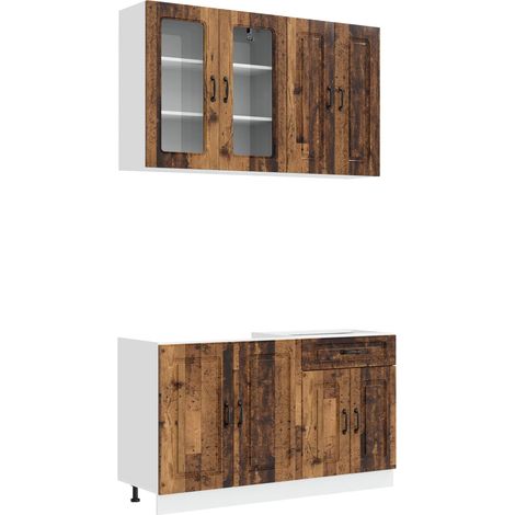 Unidad de cocina KALMAR 4 pcs Madera envejecida vidaXL (1/5)