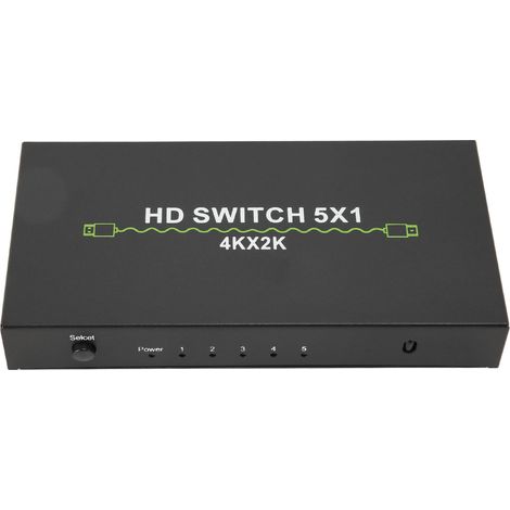 Commutateur audio 5 entrées/1 sortie 4K 30 Hz HD pour ordinateur portable, décodeur et boîtier intelligent (prise US 100-240 V). (1/5)