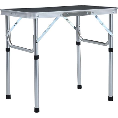Table de camping pliable Table de Jardin - Gris Aluminium 60x45 cm BV646776 - BonneVie (1/5)