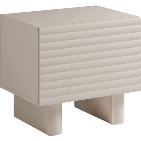 Table de chevet 1 porte - MDF - Beige - LUDIMA (1/4)