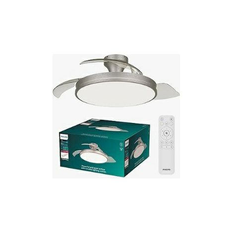 VENTILATORE DA SOFFITTO A PALE RETRATTILI LED DIMMERABILE 2700K 6500K  NIKEL