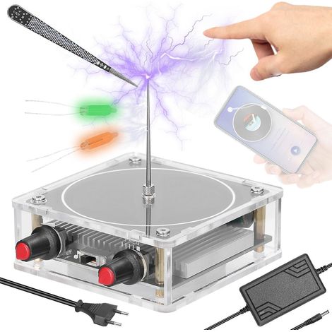 Tragbarer, handlicher Tesla-Spulen-Lautsprecher, Bluetooth-Lautsprecher, künstlicher Blitzgenerator, Lichtbogengenerator – EU-Stecker