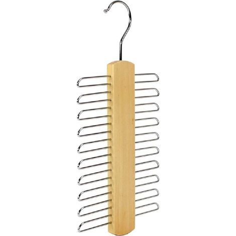 Porte-cravates et ceintures en bois, support rotatif en bois pour cravates, organisateur et rangement avec finition antidérapante - 20 crochets (1/5)