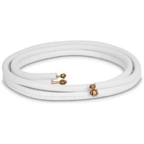 Tuyauterie en cuivre – 1/4” + 3/8” / 6 mètres de tuyauterie de réfrigérant avec écrous – coupe sur mesure disponible – convient aux unités de 9000/12000 BTU – conseils d'installation professionnels fo (1/4)