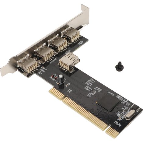 Interne PCI-zu-USB-2.0-Erweiterungskarte, 5 Ports, 480 Mbit/s, Plug & Play, 4 externe Ports, 1 USB-Hub-Adapter (1/5)