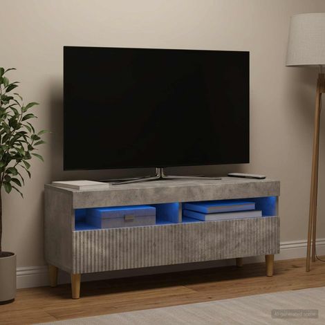 Meuble TV LED Gris béton Bois d'ingénierie (1/5)