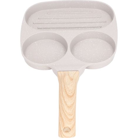 Poêle à œufs antiadhésive à fond plat en alliage d'aluminium, compatible avec les plaques à induction et les cuisinières à gaz, 3 tasses (1/5)