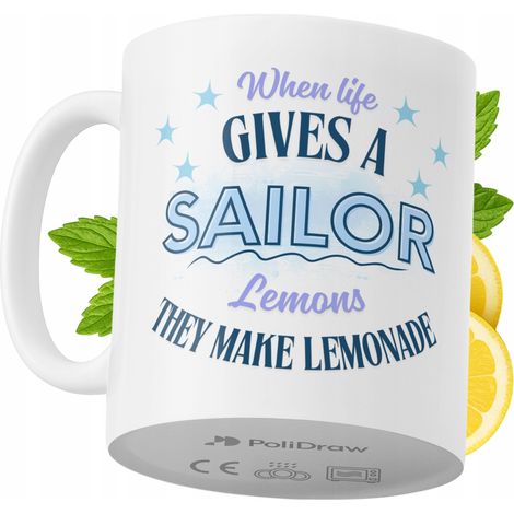 Taza de café/té divertida con diseño de texto humorístico para marineros. Taza ideal para cumpleaños, santos, días festivos y ocasiones especiales. Color blanco, 330 ml. (1/5)