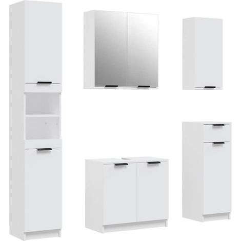 Maison Exclusive - Set di Mobili da Bagno 5 pz Bianco in Legno Multistrato (1/5)
