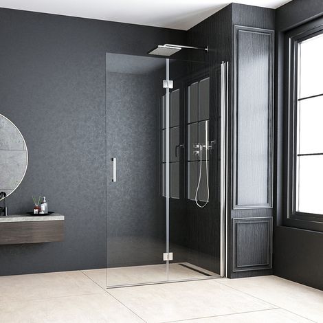 100x195 cm Walk in Dusche Walk in Duschwand Falttür Duschabtrennung Duschtrennwand Duschwände Glaswand, 6mm Nano ESG-Sicherheitsglas