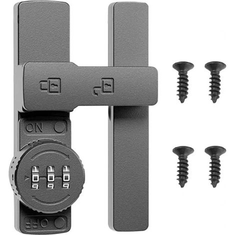 Verrou Porte Coulissante,90° Verrou Porte Interieure avec Mot De Passe Alliage de Zinc Boucle à Angle Droit,avec Vis Et Colle,Convient pour la Cuisine,Salle de Bain (gris 180 degrés) (1/5)