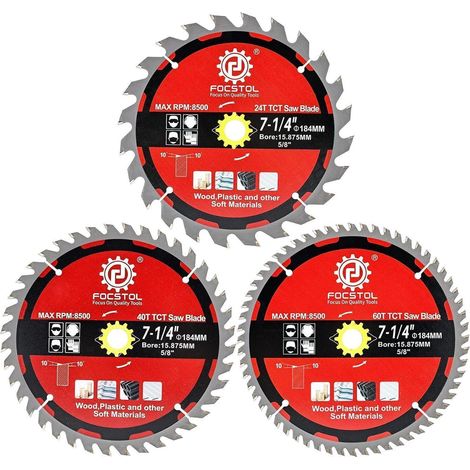 Kreissägeblatt Zähne 24 40 60 Sperrholz 184mm 24T+40T+60T 3 (1/5)