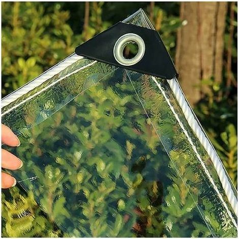 Transparente PVC-Terrassendachplane mit Ösen, strapazierfähige 360 g/m² Industrieplane, wasserdichte, transparente Kunststoffplane, 0,35 mm dick, 2 x 2 m (1/5)