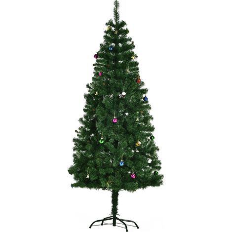 HOMCOM Albero di Natale 180cm on 624 Rami in PVC Base e Decorazioni Verde (1/5)