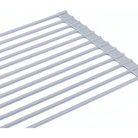 Runder Silikon-Abtropfkorb 42×24,5 cm, faltbar, Edelstahl, Ablage für Küchenspülen, Teller- und Besteckhalter, Batterie nicht enthalten. (1/5)