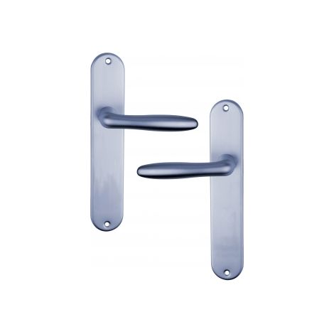 Ouvre&Déco – 2 poignées de porte VENUS sans trou, aluminium aspect inox entraxe 195 mm