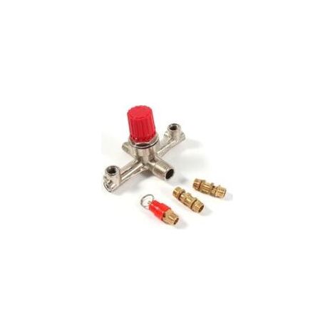 Litzee – Valve de régulateur de pression d'air double tube de sortie – Alliage de zinc – Débit supérieur 30% – Pour compresseurs à piston - Crezuo (1/4)