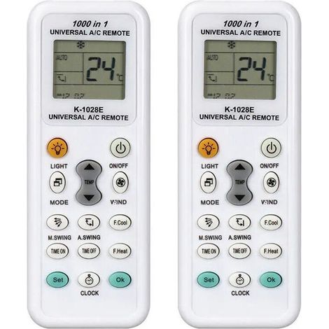 2 mandos a distancia LCD universales K1028E 1000 en 1 para aire acondicionado, mando a distancia de bajo consumo energético.
