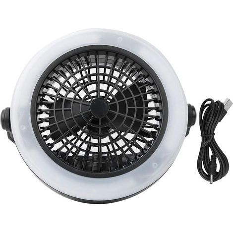 Ventilador de tienda de campaña LED, linterna portátil recargable por USB con 12 LED, lámpara con ventilador para senderismo y acampada al aire libre. (1/5)